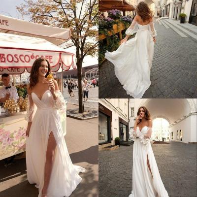 China Wedding Plus Size Wedding Apparel New And Accessories Beach Dresses Sweetheart Lace Bohemian 2022 With Detachable Sleeves Side Slit Boho B for sale