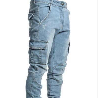 China New Men's Skinny Jeans Small Pocket Breathable Side Foot Jeans for sale