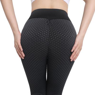 China High Waist Jacquard Sports Breathable Large Size Hip Peach Pants Yoga Honeycomb Fitness Pants Women Lifting Gaiters Plus Size for sale