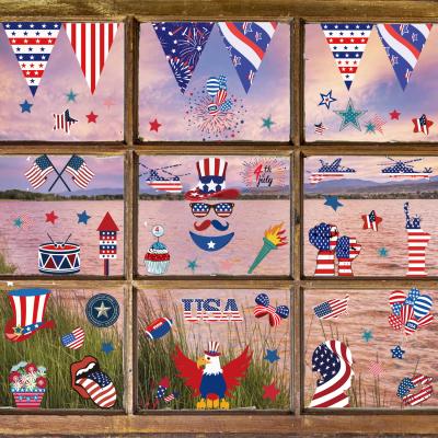 China 2021 America's Fourth of July Party Decoration Creative Decorative Window Static Stickers Children's Independence Day Stickers for sale