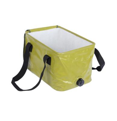 China Durable PVC Rubber Bucket Folding Dish Collapsible Cold Water Buckets With Drain for sale