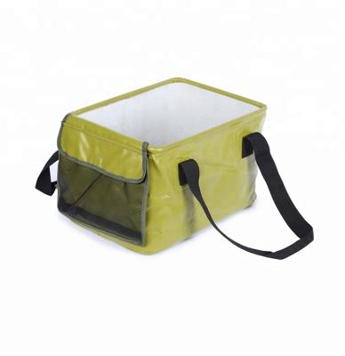 China 500D PVC Tarpaulin Sustainable Water Bucket Car Wash Folding Bucket With Pockets for sale