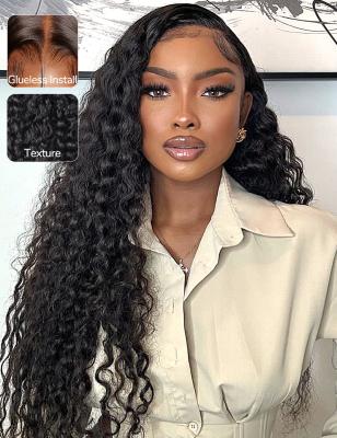 China Wear And Go 7x6 Human Hair Wigs Glueless Water Wave Lace Front Wig Bye Bye Knots Wig for sale