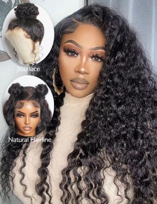 China Water Wave Human Hair Wigs 100 Percent 360 Lace Wig With Natural Hairline for sale