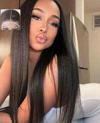 China 9x6 HD Lace Straight Real Hair Wigs Nature Hairline Glueless Ready To Wear Wigs for sale