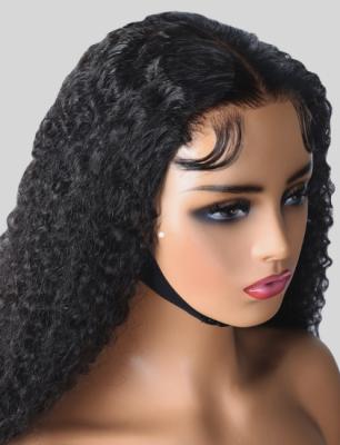 China 13x4 Pre Cut Human Hair Lace Front HD Burmese Curly 180 Lace Front Wig for sale