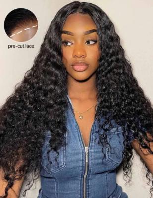 China All Skin Bleached Knots Wig 13x4 Pre Bleached HD Lace Frontal Glueless Water Wave Wig for sale