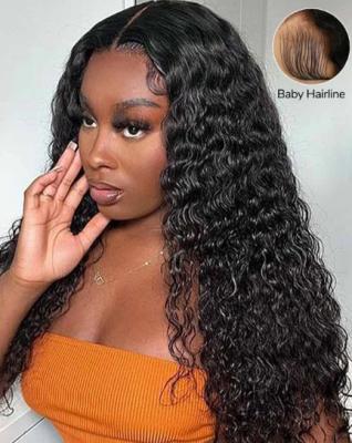 China Tiny Knots Lace Front Wigs 13x4 Pre Bleached Lace Frontal Water Wave Hd Lace Wig for sale