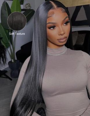 China 5x5 Lace Front Wigs Bye Bye Knots Straight Hair Pre Cut 30 Inch Human Hair Wig for sale