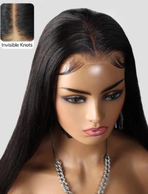 China 22.5 To 23inch Human Hair Wigs 13x4 HD Straight Lace Front Wig With Skin Melt Lace for sale