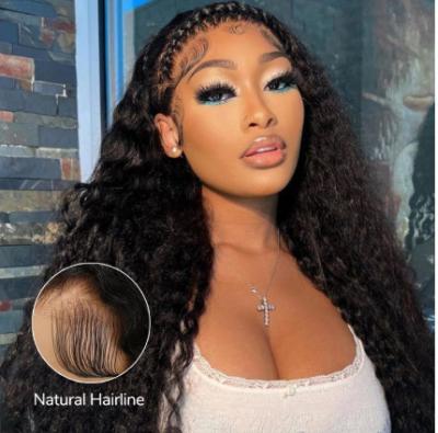 China Deep Wave Glueless Lace Wigs 13x4 Pre Bleached HD Lace Frontal Wig Invisible Knots for sale