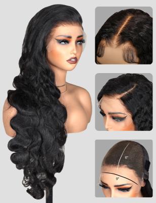 China Body Wave Nodes branqueados Peruca 9x6 HD Invisível renda usar e ir Perucas cabelo humano à venda