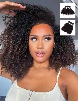 China Natural Color 3/4 Human Hair Bundles Kinky Curly Hair Bundles 12inch for sale