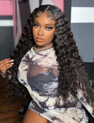 China Black Loose Deep Wave Frontal Transparent 13x4 Hd Lace Frontal for sale