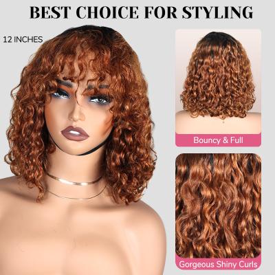 China 1B/27 Lightweight Water Wave Wig Human Hair Ombre Curly Wig Glueless Wig With Bangs zu verkaufen