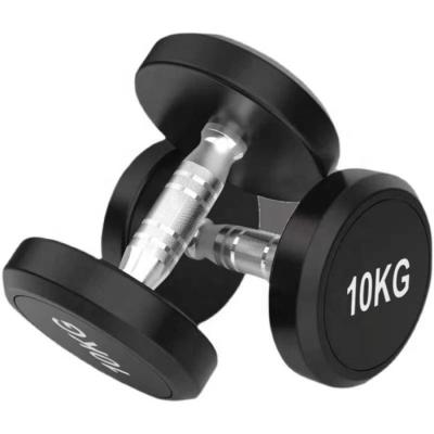 China rubber covered dumbbell gym equipment factory supplied cheap round rubber dumbbell dumbbell for sale