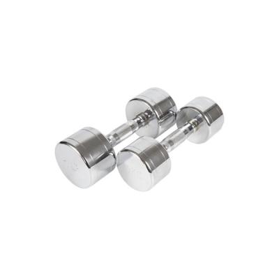 China Eco - Friendly Wholesale Home Gym Weight Lifting Silver Fixed Round Steel Chromed Dumbbells for sale