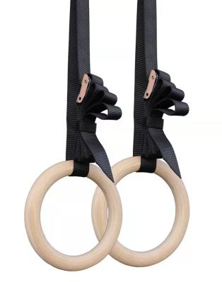 China Waterproof Hot Sale Gymnastics Adjustable Strap Core Strength Exercise Gymnastic Wooden Rings for sale