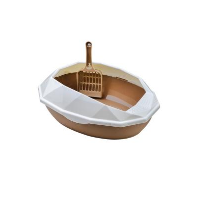 China Diamond Cat Litter Box Durable High Side Sifting Semi-Open Sustainable For Small Cats The Litter Box for sale