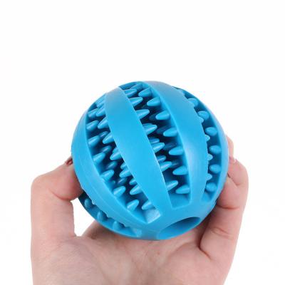 China Sustainable Sustainable Food Treat Dispensing Dental Cleaning Rubber Toys Cat Dog Toys Ball for sale