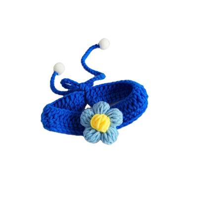 China Personalized Pet Knit Flower Handmade Cotton Costume Cats Dogs Crochet Knitted Collar for sale