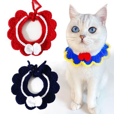 China Custom Adjustable Princess Rainbow Cotton Costumes Cats Dogs Crochet Knitted Collar for sale