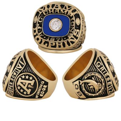 China Worldwide Custom 1971 Miami Dolphins NFL Championship Ring Gold Ring Jewelry Womens Jewelry for sale