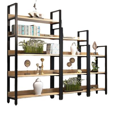 China Simple multi-layered wrought iron storage shelf household bookshelf (other) adjustable shelf floor for sale