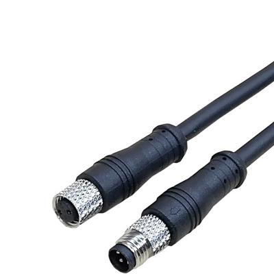 China IP68 Automotive Waterproof Cable Plug M8 2pin Straight Metal Male Female Connector for sale