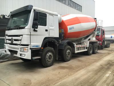 China 266-371hp Euro2 Euro3 HOWO A7 LKW-Mischer 8x4 10cbm in der roten weißen Farbe zu verkaufen