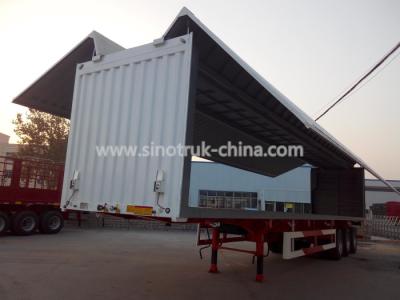 China Waterproof Wingspan Van Type Semi Doosaanhangwagen met het Dubbele Systeem van de Kringsrem Te koop