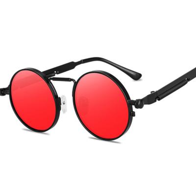 China Fashion sunglasses round frames and retro style amazon hit sunglasses uv400 spring metal mirror leg sunglasses for sale