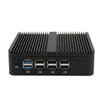 China Fanless+Aluminum alloy metal case X86 Linux quad core small computer with aluminum case celeron J1900 fanless mini pc for sale