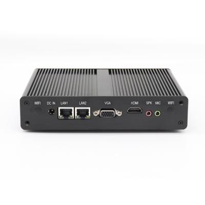 China Fanless+Aluminum alloy metal case WIN7 industrial mini computer double serial-parallel lans j1900 pc doubles double ports for sale