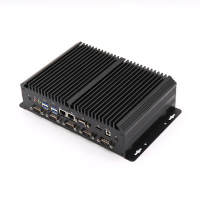 China Industrial DC 12V i3 i5 i7 Embedded barebone x86 linux mini I7 8550U PC with 2 LAN port for sale