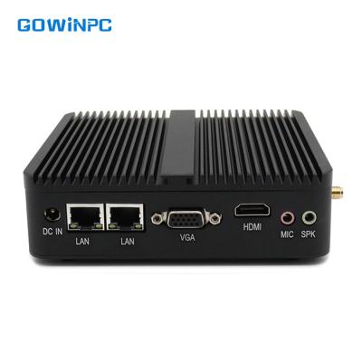 China Fanless+Aluminum J1800 fanless N2840 alloy metal case with dual LAN and dual serial ports with rs232 rs485 J1900 industrial PC in offices for sale