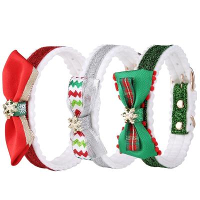 China Pet Supplies Adjustable Dog Collar Christmas Pet Neck Bow Link Sustainable Pet Collar for sale