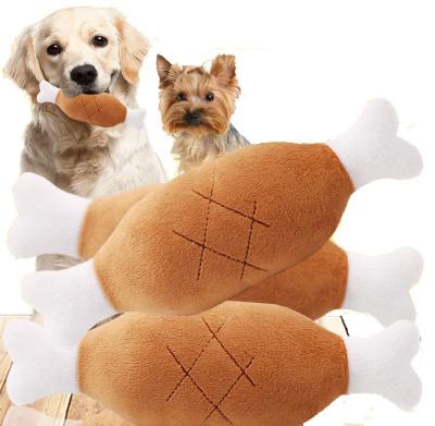 China Hot Viable Plush Dog Toy Chew Pet Toys Cute Chicken Leg Dog Squeaker Toys for sale