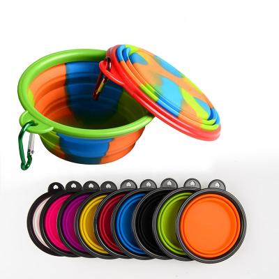 China Sustainable Pet Outdoor Portable Food Water Bottle Folding Bowls Colorful Pet Bowl for sale