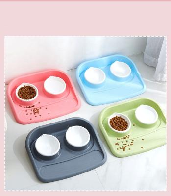 China High Quality Sustainable Pet Food Double Bowl Eco-Friendly Feeder Plastic Pet Bowl for sale