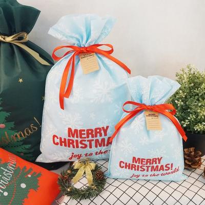 China China Factory Custom Disposable Drawstring Christmas Ultrasonic Non Woven Pouch Packaging Bag for sale