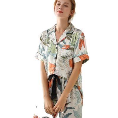 China QUICK DRY Women Fashion Floral Sleepwear Ladies Knitted Home Wear Lounge Wear Shorts Elegant Warm Pajamas 2Pcs for sale