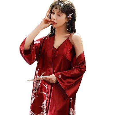 China QUICK DRY Women Fashion Sleepwear 2Pcs Knitted Multicolor Lounge Home Wear Comfortable Ladies Long Sleeves Bathrobe Pajamas for sale