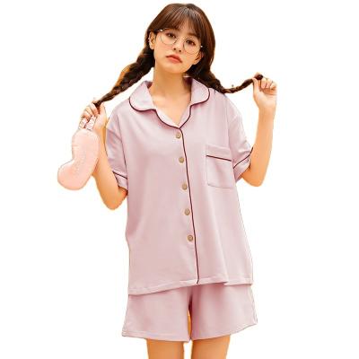 China Comfortable Pajamas Women Sleepwear Cotton Crepe Carrot Print Short Sleeve Lounge Summer Home Two-Piece Unisex Wear QUICK DRY for sale