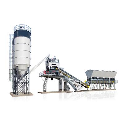 China Plant Automatic Load Cells Weighing System 25m3/h Water Mixing Concrete Batching Plant With Hopper Elevator for sale