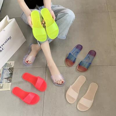 China Fashion Trend Summer Beach Spring Jelly Slipper Neon Color Jelly Comfortable Transparent Slipper for sale