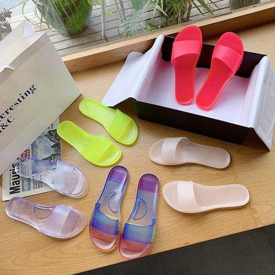 China Fashion Trend Summer Beach Spring Jelly Slipper For Women Neon Comfortable Transparent Color Jelly Slipper for sale