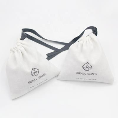 China BIODEGRADABLE Custom Printed Organic Logo Cotton Rope Bag Jewelry Canvas Eco-Friendly Bag for sale