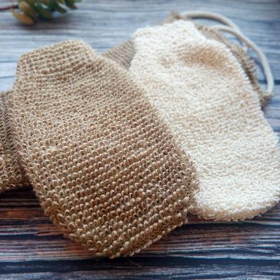 China Eco Exfoliating Fabrics Hemp Bath Foaming Massage Gloves Shower For Scrub Bamboo Fiber Exfoliating Gloves for sale