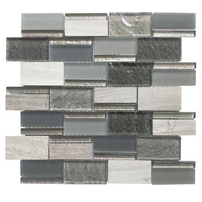 China Foshan Factory Acid Resistant Gray Colors Mosaic Glass and Marble Tile Backsplash Wall Mosaic Tile Interior New Pattern Mosaic Material Design for sale